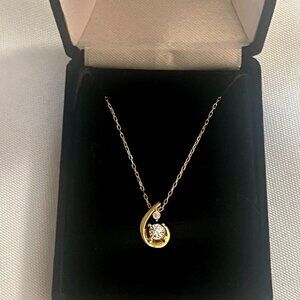10K Yellow Gold Diamond Pendant Necklace 18"
